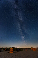 Milky Way over the beach at Juist, East Frisian Islands, Germany.