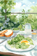 breakfast on the terrace, Generative AI