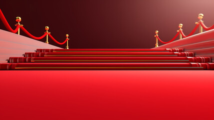 Red carpet staircase, white background, PPT background