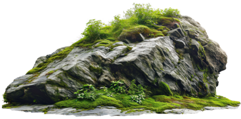 Isolated Lush Green Rocky Hill
