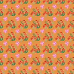 Vector terracotta tone watercolor floral seamless pattern