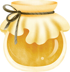 Rustic jar of honey with a sweet golden glow.