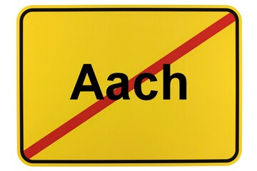 Illustration eines Ortsschildes der Stadt Aach in Baden-Württemberg - obrazy, fototapety, plakaty