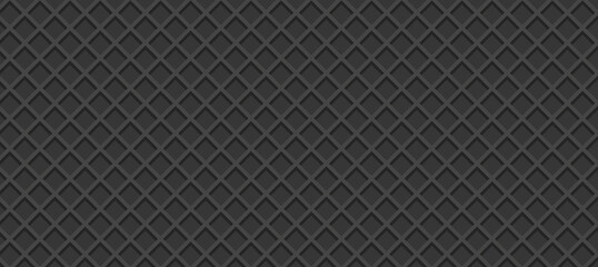 Seamless background pattern texture wafer, Various perspective of black waffle  cones, black Ice cream cone vector texture. Vector illustration.