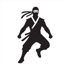 Dynamic Stealth: Ninja Silhouette, Intricate Martial Arts Poses in the Dance of Shadows
