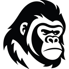 gorilla ape head black vector logo angry - obrazy, fototapety, plakaty