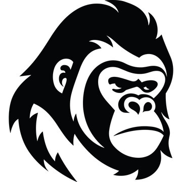 gorilla ape head black vector logo angry