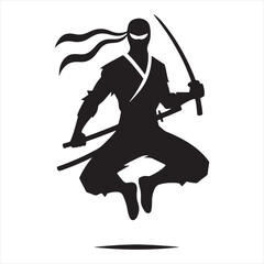 Silhouetted Shadows: Ninja Silhouette, Enigmatic Warrior Poses in the Artistry of Stealth
