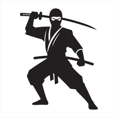 Essence of the Shadows: Ninja Silhouette, Masterful Martial Arts Poses in Intricate Detail
