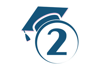 Letter 2 Education and graduation Logo Design Vector Template.