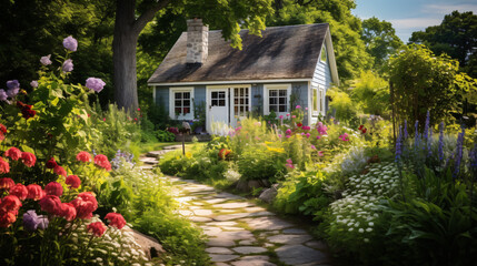 Fototapeta na wymiar A quaint summer cottage garden.