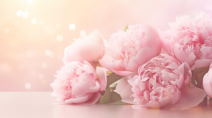 A romantic bouquet of peonies in soft light.
