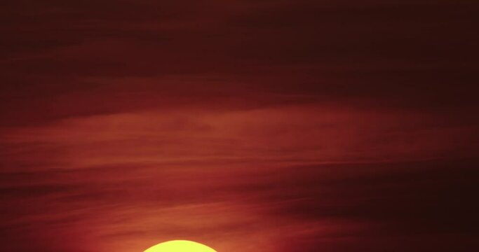 The sun Timelapse in sunrise close-up big sun. 4KDCI ProRes422