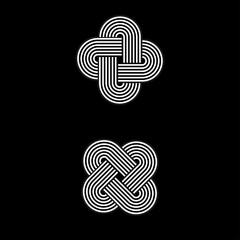 Geometric circle logo. Cross line rope knot linear ornament. - obrazy, fototapety, plakaty