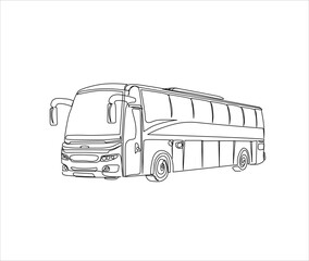 Continuous one line drawing of tourist bus. Simple travel bus line art vector illustration. © Line addict