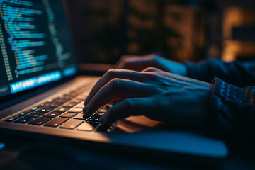 Programmer working and coding with a laptop, Software engineer developer.Professional development by computer