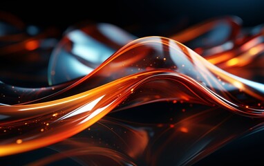 Abstract Liquid Waves with Bokeh Light. Luminous Energy Waves. 