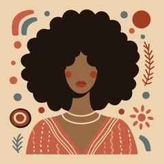 Diverse African Women, Illustration or Vector Art, bohemian Modern Style 