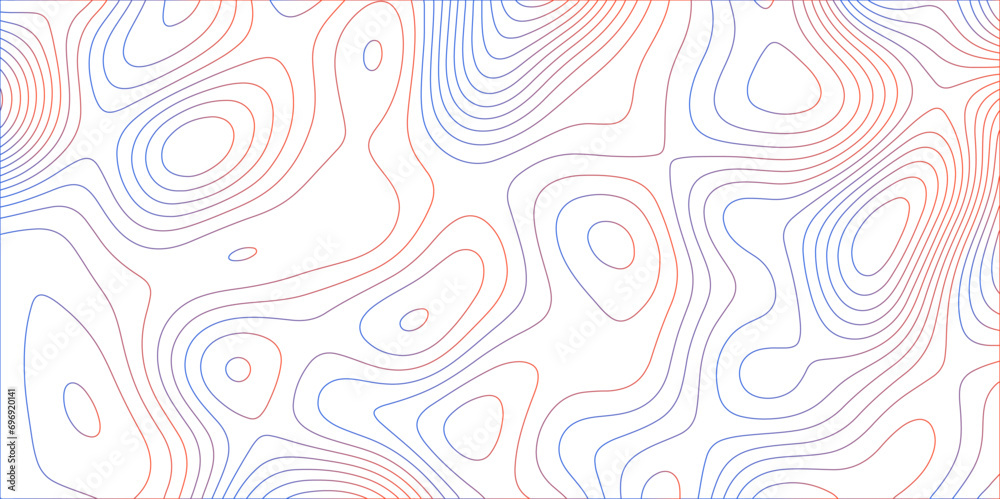 Aufkleber Abstract white colorful gradient Topographic line map pattern background. Contour elevation topographic and textured Background Modern design with White background with topographic wavy patte.
