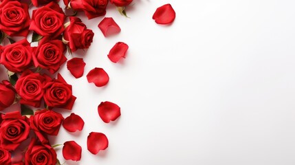 Beautiful White rose background for Valentines or Mother's Day Background with copy space.