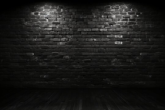 Abstract dark textured black brick wall background for creative graphic and web design projects