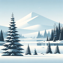 Winter's Whisper: Serene Snowy Landscape