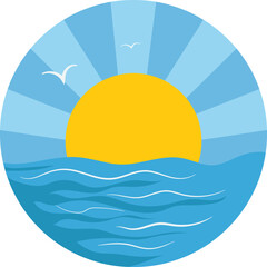 sun on the sea. travel icon png, travel icon vector, travel icon symbols. move, trip, ride, touring, globetrotting, vacation, tour, traverse, journey vector icon.