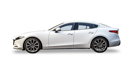 white sports car isolated on transparent Background 