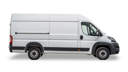 white delivery van isolated on transparent Background 