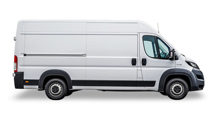 white delivery van isolated on transparent Background 