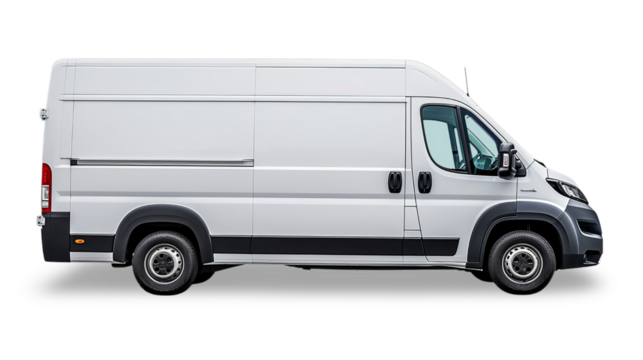 white delivery van isolated on transparent Background 