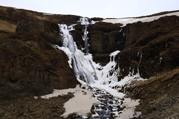 The Rjúkandi waterfall in the Eastern region of Iceland