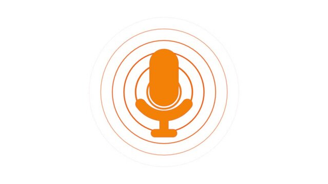Voice recording podcast mic microphone button icon animation. audio microphone icon animation. On the white background.
