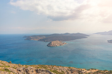 Aerial view of Spinalonga Island on Crete, Greece.
