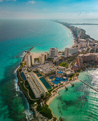 Cancun hotel zone aerial