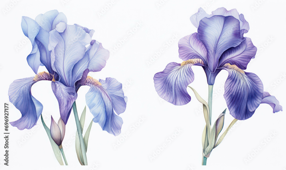 Wall mural flower purple spring nature bouquet plant watercolor bloom blossom floral background iris