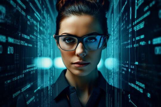 Successful Male Female Data Center IT Specialist Computer technologies Generative AI picture