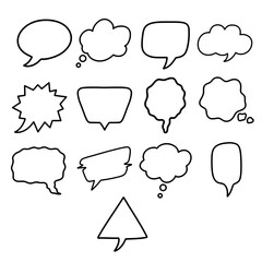 Fototapeta premium Bubbles cartoon chat. Dialogue talks box. Doodle Hand drawn vector illustration