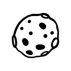 Full moon line doodle vector Illustration. space hand drawn