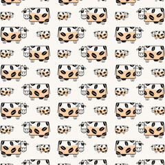 Cow coffee repeating cute seamless pattern vector illustration
