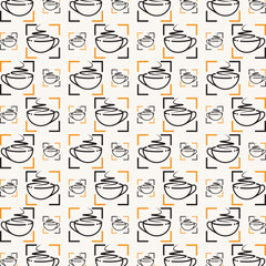 Coffee corner repeating cute seamless pattern vector illustration