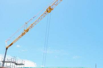 Construction crane over a residential apartment. Auckland.
