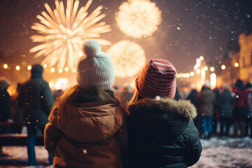 Generative AI happy children visiting winterland fair Christmas atmosphere