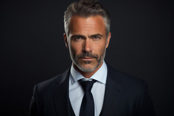 Generative ai portrait of professional successful gentleman working as chief of an international business company