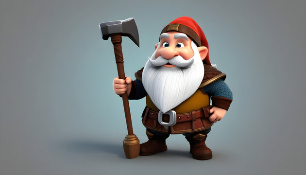 3d dwarf smith-game-cartoon with hammer