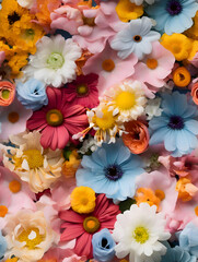 Summer flowers cinematic photo seamless pattern. High quality