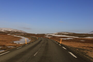 View on a road in the Austurland region of Iceland