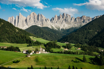 Fototapeta na wymiar Santa Maddalena Village in Dolomites Italy