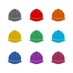 Construction Helmet icon isolated on white background. Set icons colorful