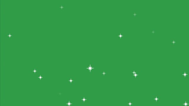 Falling celestial sparkles with a green screen and alpha channel